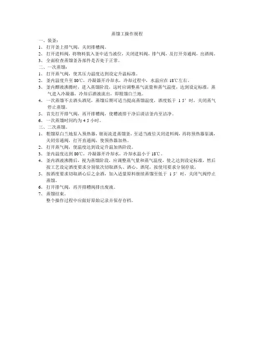 蒸馏工操作规程