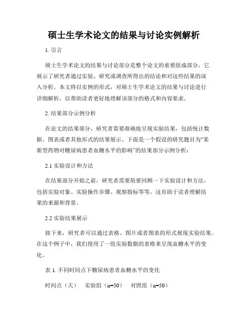 硕士生学术论文的结果与讨论实例解析
