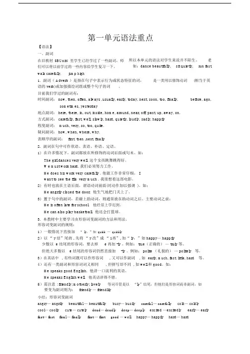六年级的的下苏教版译林英语U1语法重点.docx