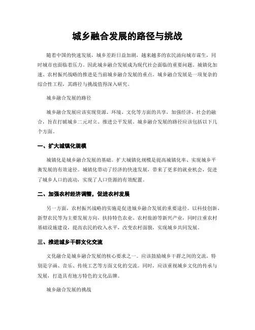 城乡融合发展的路径与挑战