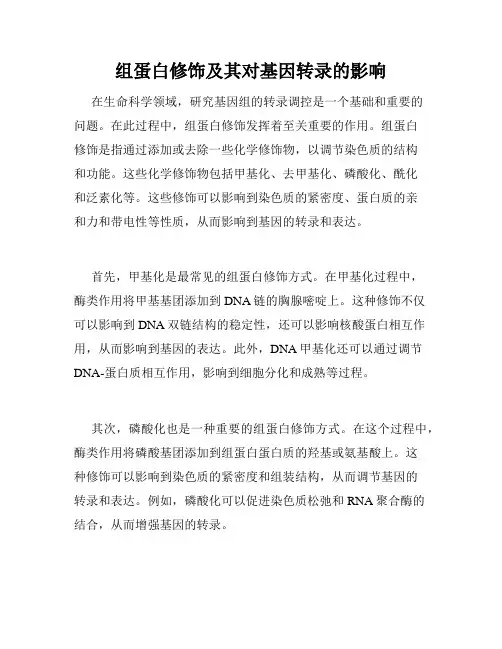 组蛋白修饰及其对基因转录的影响