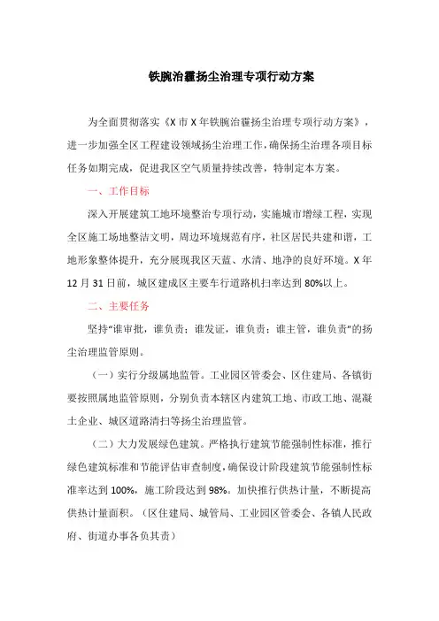 铁腕治霾扬尘治理专项行动方案