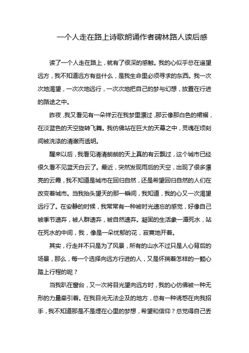 一个人走在路上诗歌朗诵作者碑林路人读后感
