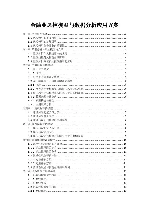 金融业风控模型与数据分析应用方案