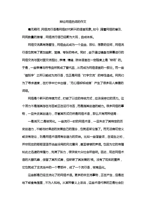 辩论网络热词的作文