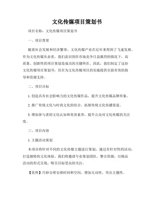 文化传媒项目策划书
