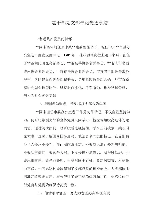 老干部党支部书记先进事迹