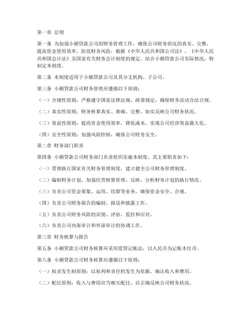 小额贷款公司财务管理制度