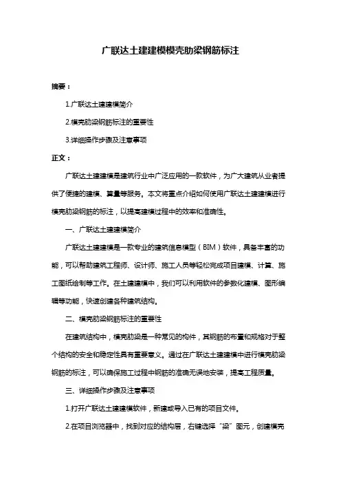 广联达土建建模模壳肋梁钢筋标注