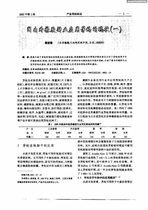 国内外橡胶行业应用芳纶的现状(一)