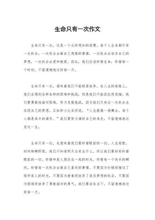 生命只有一次作文