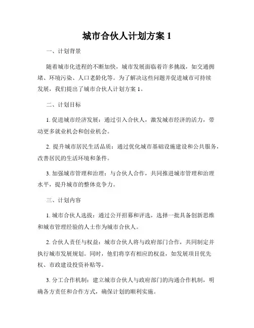 城市合伙人计划方案1