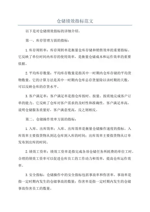 仓储绩效指标范文