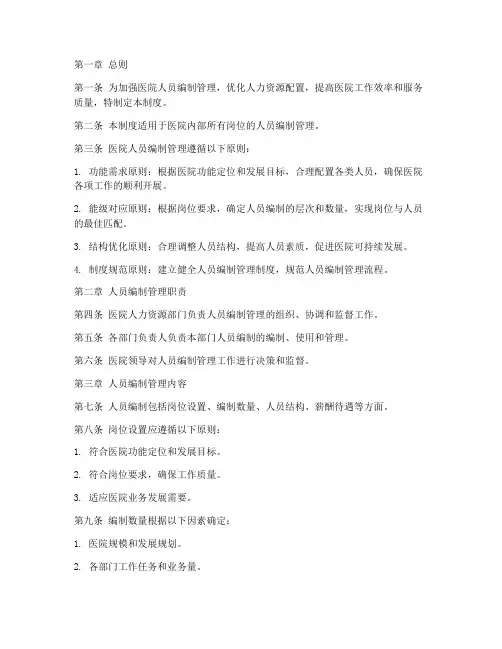 医院人员编制管理制度
