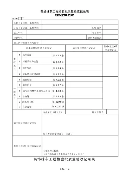 装饰装修工程检验批质量验收记录表(1)