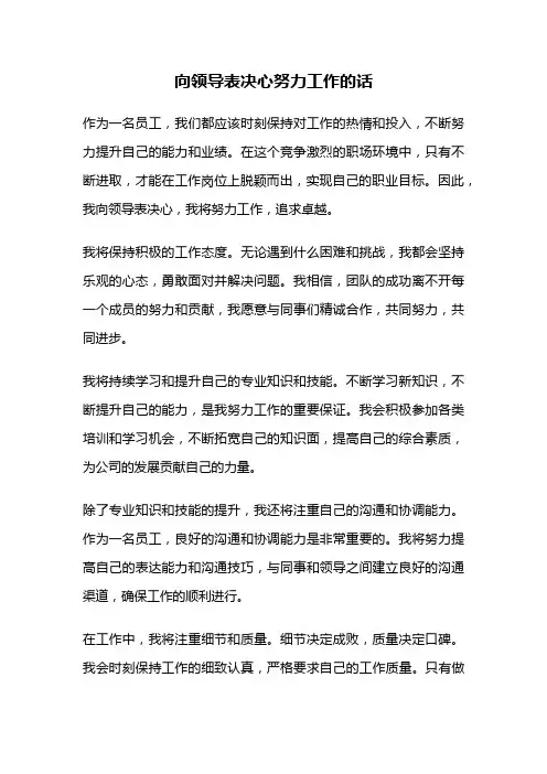 向领导表决心努力工作的话