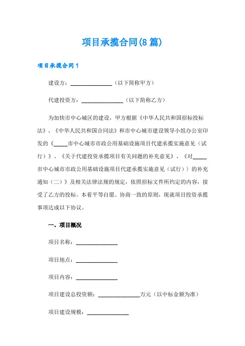 项目承揽合同(8篇)