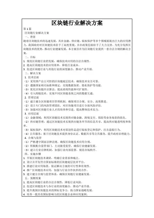 区块链行业解决方案