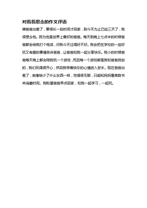 对爸爸思念的作文评语