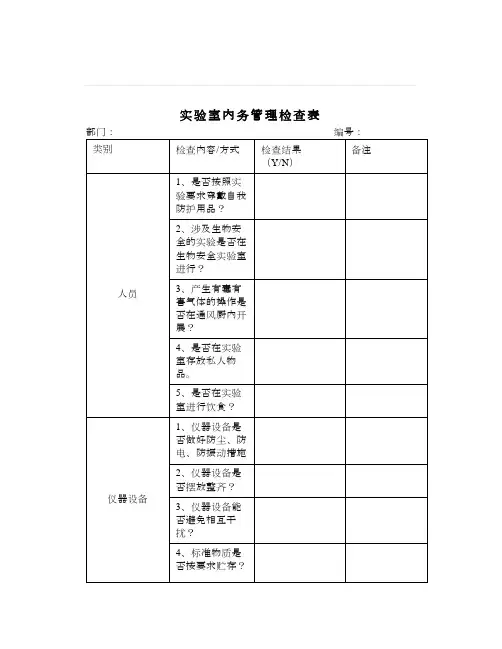 实验室内务管理检查表