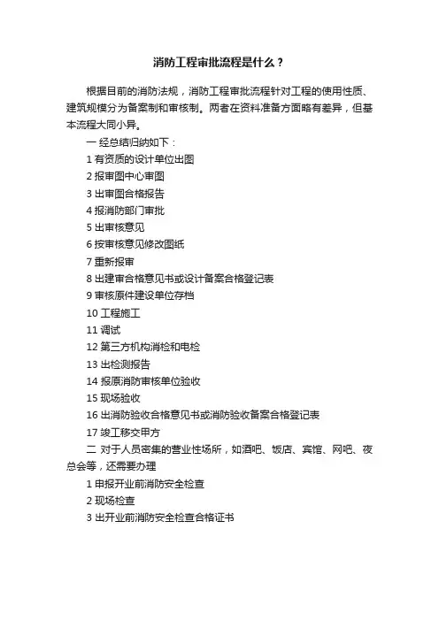 消防工程审批流程是什么？