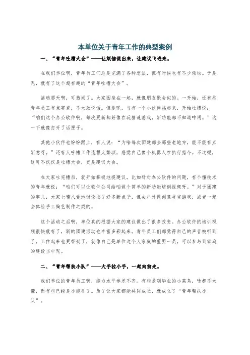 本单位关于青年工作的典型案例
