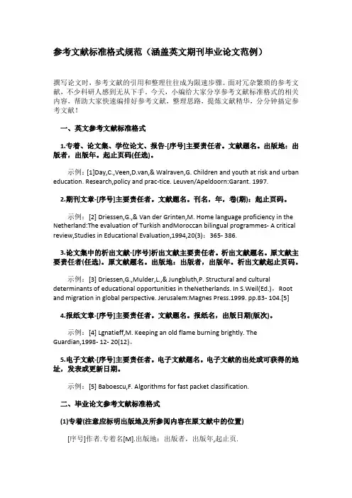 参考文献标准格式规范(涵盖英文期刊毕业论文范例)