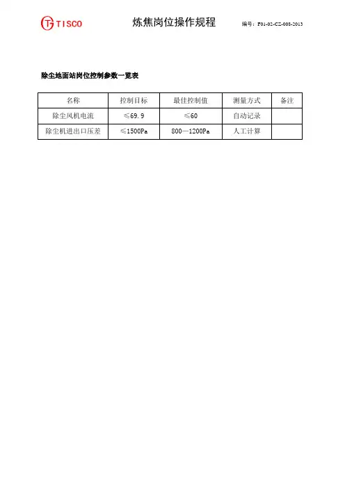 除尘地面站操作规程讲解