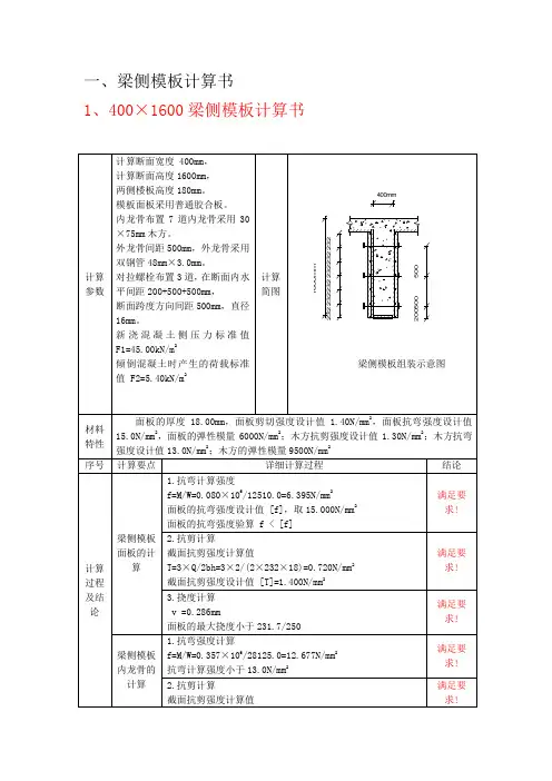 梁侧模板计算书