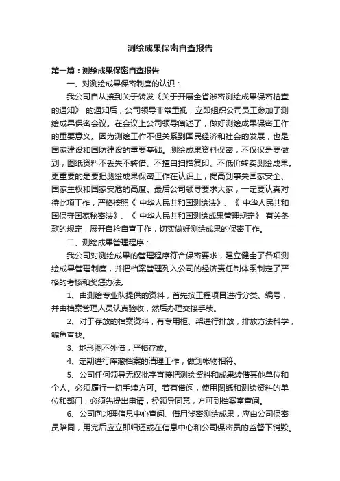测绘成果保密自查报告