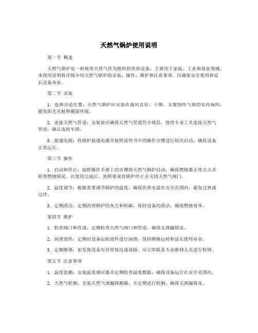 天然气锅炉使用说明