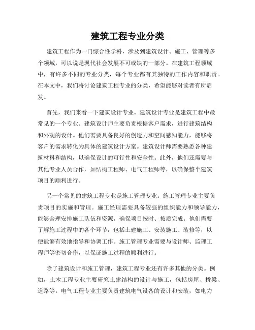 建筑工程专业分类