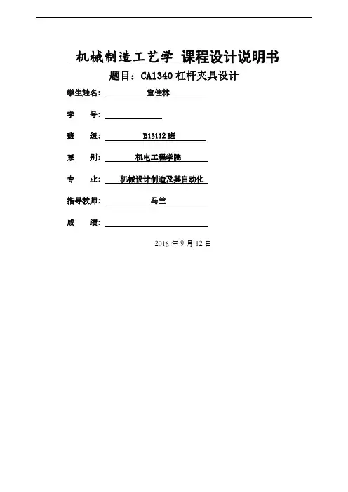 ca杠杆夹具设计说明书