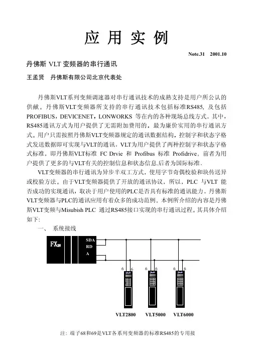 丹佛斯变频器的串行通讯