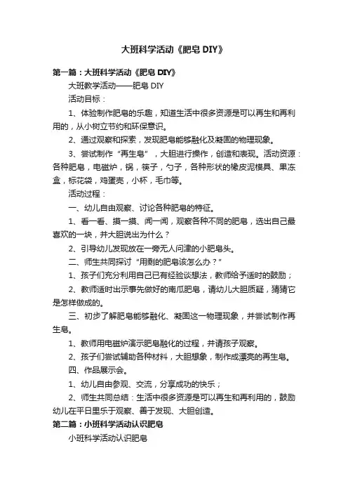 大班科学活动《肥皂DIY》