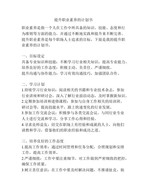 提升职业素养的计划书