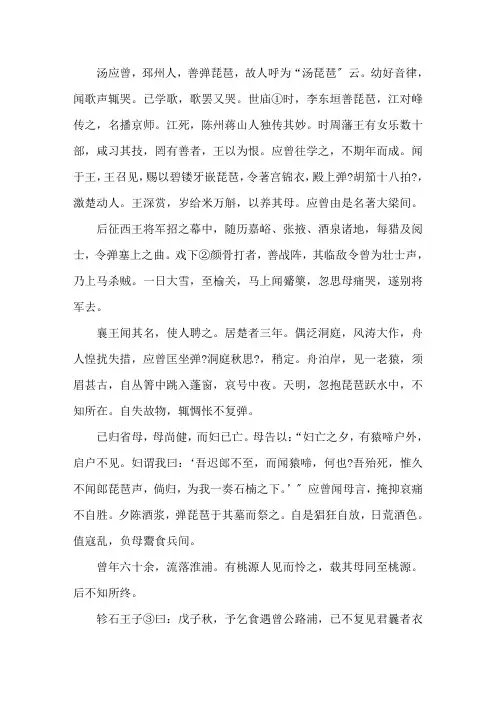 邳州琵琶阅读训练及答案精选