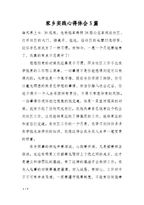 家乡实践心得体会5篇