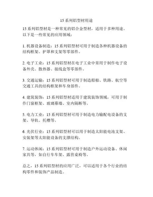 15系列铝型材用途