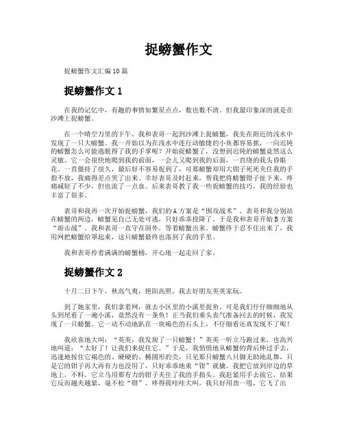 捉螃蟹作文