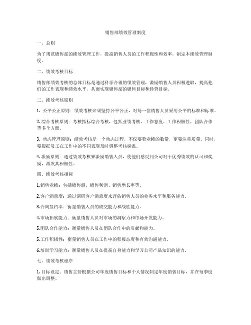 销售部绩效管理制度