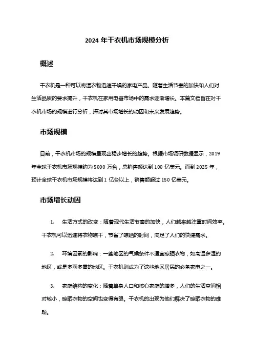 2024年干衣机市场规模分析
