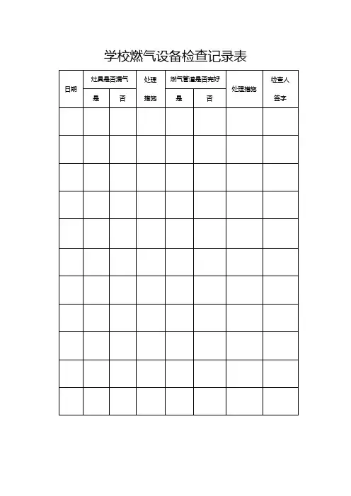 学校食堂餐厅燃气设备检查记录表