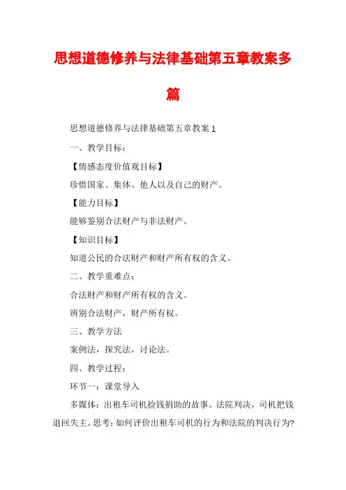 思想道德修养与法律基础第五章教案多篇