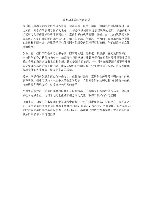 美术期末总结评语素描