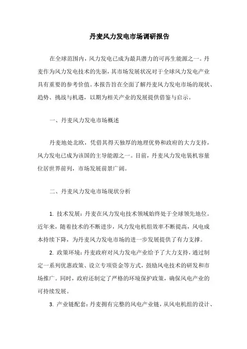 丹麦风力发电市场调研报告