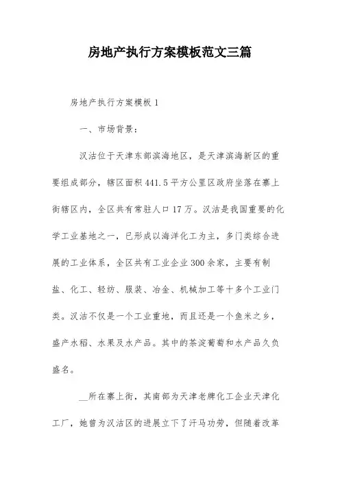 房地产执行方案模板范文三篇