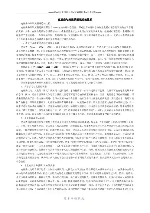 皮亚杰与维果茨基观点比较