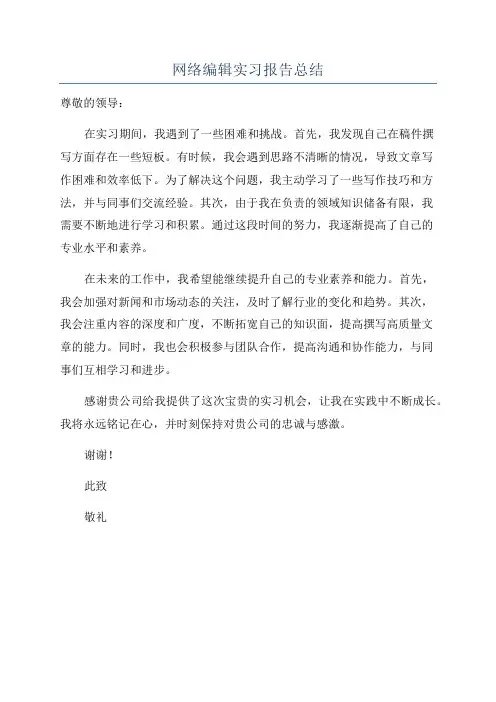 网络编辑实习报告总结