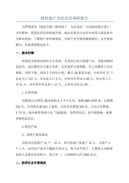 联村联户为民富民调研报告